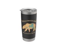 Mapa Topográfico Vintage del Parque Nacional Yellowstone Bear Vaso térmico de acero inoxidable de doble pared