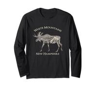 Mapa Topográfico Vintage White Mountains New Hampshire Moose Manga Larga