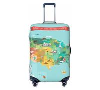 Mapa turístico de Estados Unidos con famosos monumentos de viaje fundas de equipaje - Fundas protectoras elásticas para maletas de 18 a 32 pulgadas, Negro -, CH