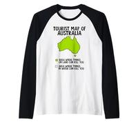 Mapa Turístico Divertido de Australia Camiseta Manga Raglan