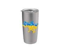 Mapa Ucrania desde Flores - Emblema Nacional Ucrania Ucrania Vaso térmico de acero inoxidable de doble pared