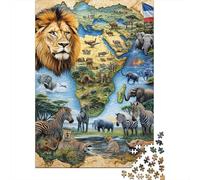 Mapa Vida Salvaje de África Puzzle de 1000 Piezas Papel Puzzle para Adultos Educativo Animales Juego de Puzzle 1000 Piezas Familia Hogar 38x26cm/1000pcs