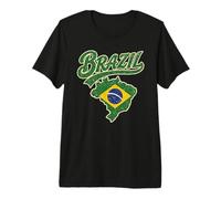 Mapa Vintage de la Bandera de Brasil Orgulloso Amante de la Herencia Camiseta Premium