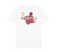 Mapa y Bandera de Murcia - Recuerdo de España de Murcia Camiseta, Hombre Tallas Grandes, Blanco, 3X Alto