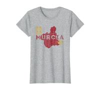Mapa y Bandera de Murcia - Recuerdo de España de Murcia Camiseta, Mujer, Gris Jaspeado, XL