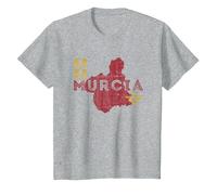 Mapa y Bandera de Murcia - Recuerdo de España de Murcia Camiseta, Niños, Gris Jaspeado, 4 años