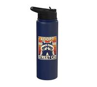 Mapache | Adopta un gato callejero | Hombre y mujer, mapache divertido Stainless Steel Insulated Water Bottle