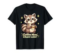 Mapache Adorable - First Coffee, Then Chaos Funny Animal Camiseta