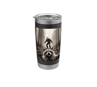 Mapache Asustado Selfie Bigfoot Bosque Meme Divertido Sasquatch Vaso térmico de acero inoxidable de doble pared