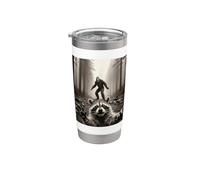 Mapache Asustado Selfie Bigfoot Bosque Meme Divertido Sasquatch Vaso térmico de acero inoxidable de doble pared