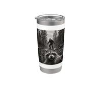 Mapache Asustado Selfie Bigfoot Bosque Meme Divertido Sasquatch Vaso térmico de acero inoxidable de doble pared