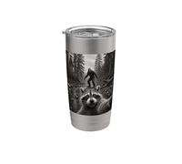 Mapache Asustado Selfie Bigfoot Bosque Meme Divertido Sasquatch Vaso térmico de acero inoxidable de doble pared