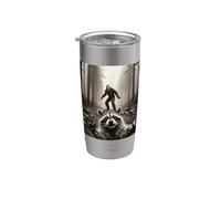 Mapache Asustado Selfie Bigfoot Bosque Meme Divertido Sasquatch Vaso térmico de acero inoxidable de doble pared
