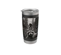 Mapache Asustado Selfie Bigfoot Bosque Meme Divertido Sasquatch Vaso térmico de acero inoxidable de doble pared