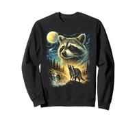 Mapache Aullando a la Luna Meme extraño Mapache Divertido de los 90 Sudadera