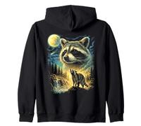 Mapache Aullando a la Luna Meme extraño Mapache Divertido de los 90 Sudadera con Capucha