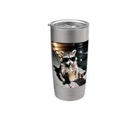 Mapache Bebiendo Café Helado, Mapache Meme Foto Vaso térmico de acero inoxidable de doble pared