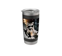 Mapache Bebiendo Café Helado, Mapache Meme Foto Vaso térmico de acero inoxidable de doble pared