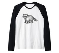 Mapache Bosquejo Basura Bandido Abstracto Garabato Arte Minimalista Camiseta Manga Raglan