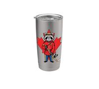 Mapache canadiense Mountie Hockey Maple Leaf Canadá Vaso térmico de acero inoxidable de doble pared