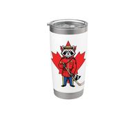 Mapache canadiense Mountie Hockey Maple Leaf Canadá Vaso térmico de acero inoxidable de doble pared