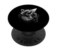 Mapache cantando vocalista cantante amante de los animales PopSockets PopGrip Adhesivo