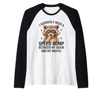 Mapache Cerebro Boca Velocidad Bump Dicho Divertido Camiseta Manga Raglan