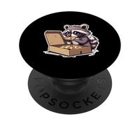 Mapache Come Pizza, diseño de Animales PopSockets PopGrip Adhesivo