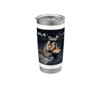 Mapache Comiendo Perros Calientes Meme Papelera Hambrienta Panda Snack Animal Vaso térmico de acero inoxidable de doble pared