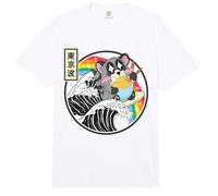 Mapache Comiendo Ramen Arco Iris Olas japonesas Arte Anime Kawaii Comfort Colors Adult Heavyweight T-Shirt