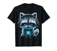 Mapache con Auriculares Escuchando a Mus Camiseta