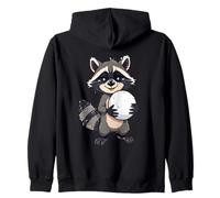 Mapache con Bola Nieve Ilustración de Invierno Sudadera con Capucha