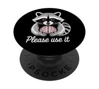 Mapache con Cerebro Humano Diciendo por Favor úsalo PopSockets PopGrip Adhesivo