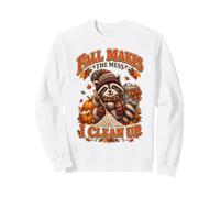 Mapache Conserje Gráfico Otoño Limpiando Hojas Calabazas Sudadera