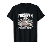 Mapache Divertido Lindo perdonado Pero todavía Salvaje Camiseta gráfica económica, Hombre, Negro, M