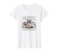 Mapache Divertido Lindo perdonado Pero todavía Salvaje Camiseta gráfica económica, Mujer, Blanco, L