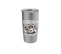 Mapache divertido lindo perdonado pero todavía salvaje Vaso térmico de acero inoxidable de doble pared