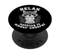 Mapache Divertido Relajarse Nada bajo Control Basura Panda PopSockets PopGrip Adhesivo