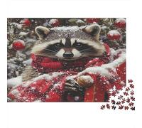 Mapache en Invierno Puzzles 1000 Piezas De Cartón Grueso Puzzles Anti Estrés Adultos para Pasatiempos En Casa como Regalo Original 70x50cm/1000pcs