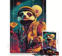 Mapache Espacial con Bitcoin, Rompecabezas de 1000 Piezas para Adultos, Regalo, desafío Mental, Juguete fácil de Usar, Corte preciso, (38x26cm)