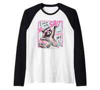 Mapache Extra Salado Divertido Actitud Playa Verano Humor Arte Camiseta Manga Raglan