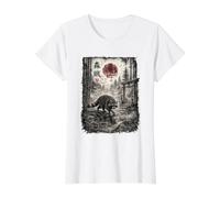 Mapache Japón Ukiyo-e Style Graphic Streetwear Art Scenic Camiseta gráfica económica, Mujer, Blanco, M