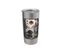 Mapache Japón Ukiyo-e Style Graphic Streetwear Art Scenic Vaso térmico de acero inoxidable de doble pared