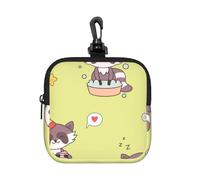 Mapache Kawaii Lindo,Bolsa de Almacenamiento Cuadrada con Cremallera, Monedero de Neopreno, Carteras pequeñas, Monedero pequeño, Monedero