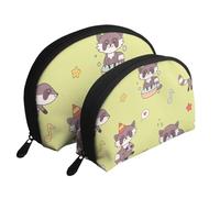 Mapache Kawaii Lindo, Bolsa de Maquillaje de Concha, Monedero pequeño para Mujer, Bolsa de artículos de tocador, Bolsa de cosméticos, 2 Piezas