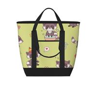 Mapache kawaii lindo,Bolsas de almuerzo de gran capacidad, bolsa de mano térmica para mujeres, hombres, trabajo, picnic, viajes.