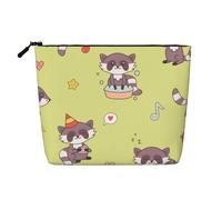 Mapache Kawaii Lindo,Neceser de Maquillaje de imitación Lino, Neceser de Viaje portátil