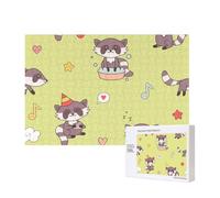 Mapache Kawaii Lindo,Rompecabezas de Madera de 300 Piezas, Juego Familiar, Rompecabezas para Adultos, Adolescentes, decoración del hogar