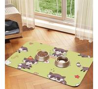 Mapache Kawaii Lindo,Tapete para Comida de Mascotas, manteles Individuales de Cuero sintético para Gatos y Perros,40x60cm