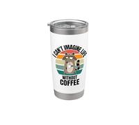 Mapache lindo retro I Can't Imagine Life Without Coffee Vaso térmico de acero inoxidable de doble pared